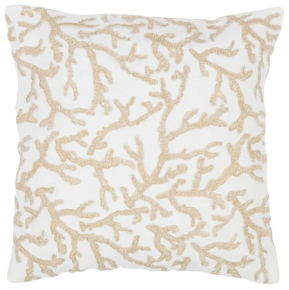 Housse de coussin motif coreil blanc et beige 45x45cm - estran