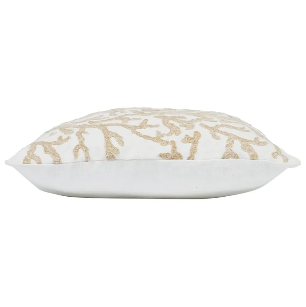 Housse de coussin motif coreil blanc et beige 45x45cm - estran