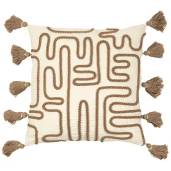 Housse de coussin motif irrégulier écru et taupe 45x45cm -blue sand