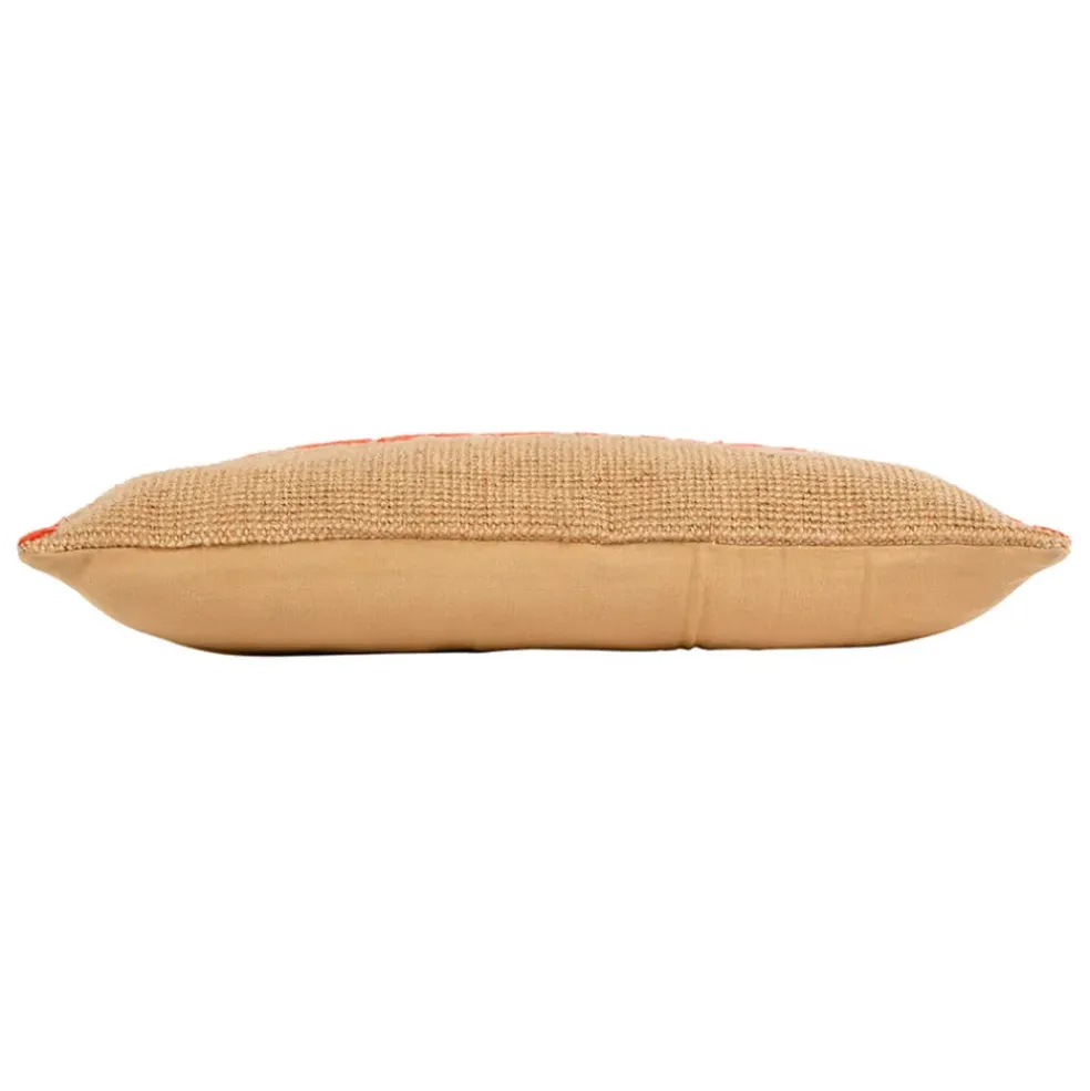 Housse de coussin sunshine en coton et jute naturel corail 50x30cm - Seguia