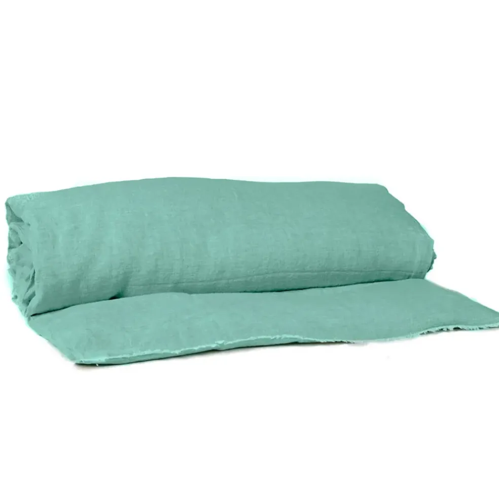 Housse d'édredon en lin et coton celadon 85x200cm - Limy