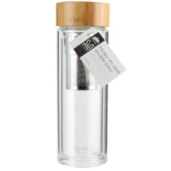 Infuseur en verre double paroi avec bouchon bambou