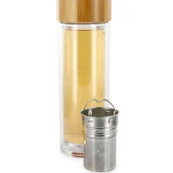 Infuseur en verre double paroi avec bouchon bambou