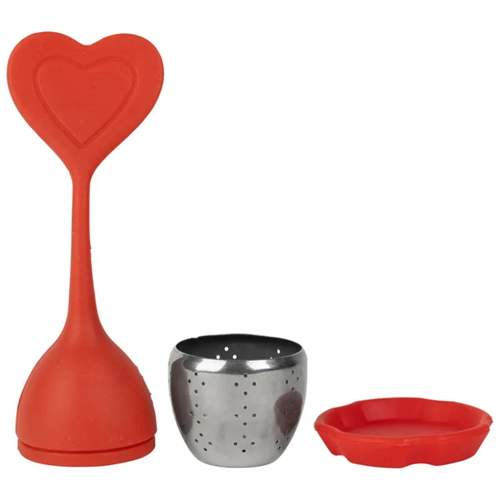 Infuseur thé en inox rouge - Coeur