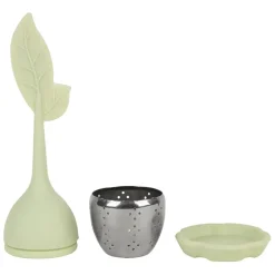 Infuseur thé en inox vert d'eau - Feuille
