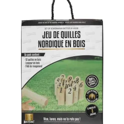 Jeu de quilles nordique en pin + filet de rangement