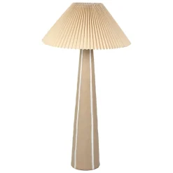 Lampadaire en céramique et lin brun et écru h103cm - Paese