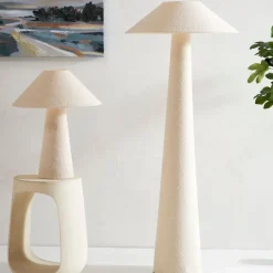 Lampadaire en fer et coton blanc cassé h120cm - Calypsa