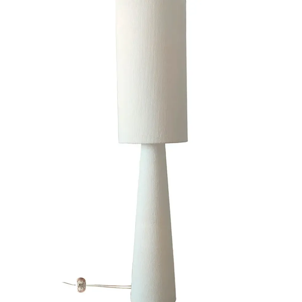 Lampadaire en velours côtelé blanc H130cm - Saturne