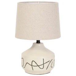 Lampe en porcelaine et lin h33cm beige - visionnary