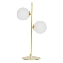 Lampe 2 globes en verre opaline doré - edmond