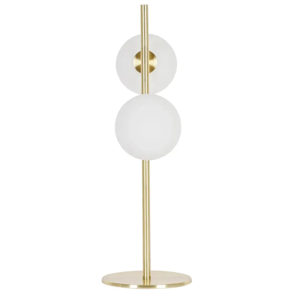 Lampe 2 globes en verre opaline doré - edmond