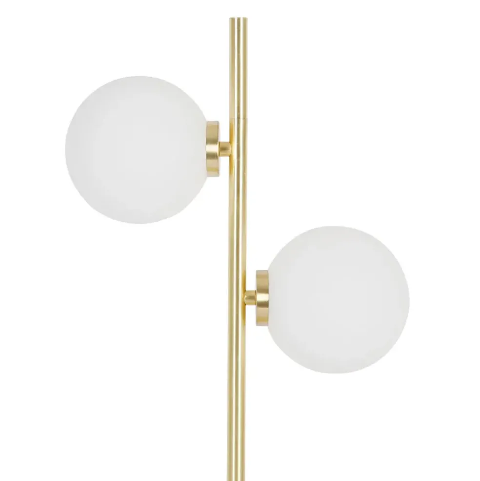 Lampe 2 globes en verre opaline doré - edmond