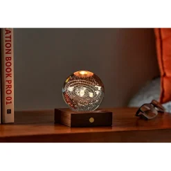 Lampe boule de cristal 3D système solaire