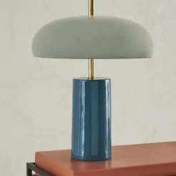 Lampe champignon en fer bleu d30xh40cm - Arty
