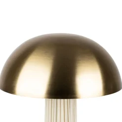 Lampe champignon en fer et nylon h58cm blanc et doré - Champart