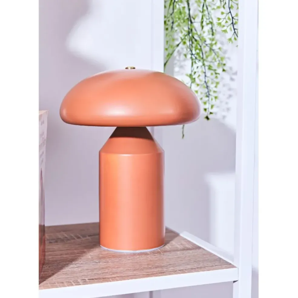 Lampe champignon tactile en fer terracotta h23cm - Arty