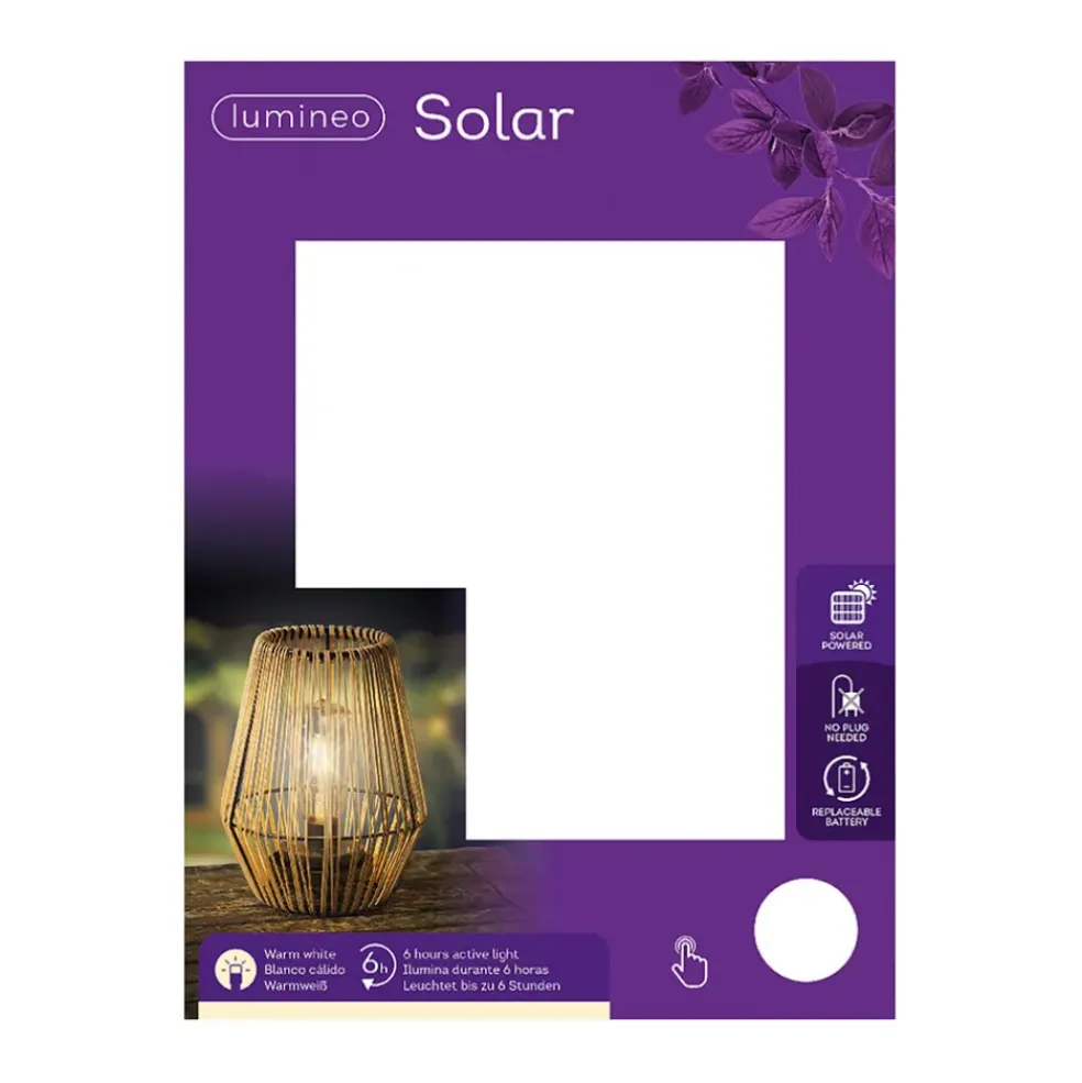 Lampe d'extérieur en résine tresée naturel h23cm
