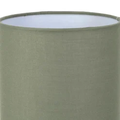 Lampe en bois d'hévéa et coton naturel et kaki h24cm - Filen