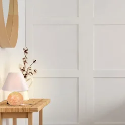 Lampe en bois et coton h24cm blanc - rondo