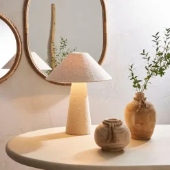 Lampe en coton et fer blanc cassé h46cm - Calypsa