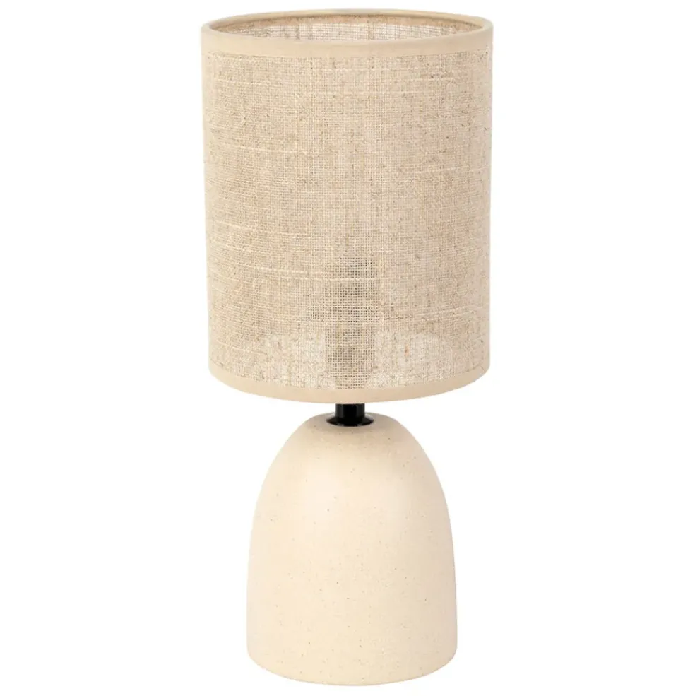 Lampe en céramique écru et lin naturel - Jadea
