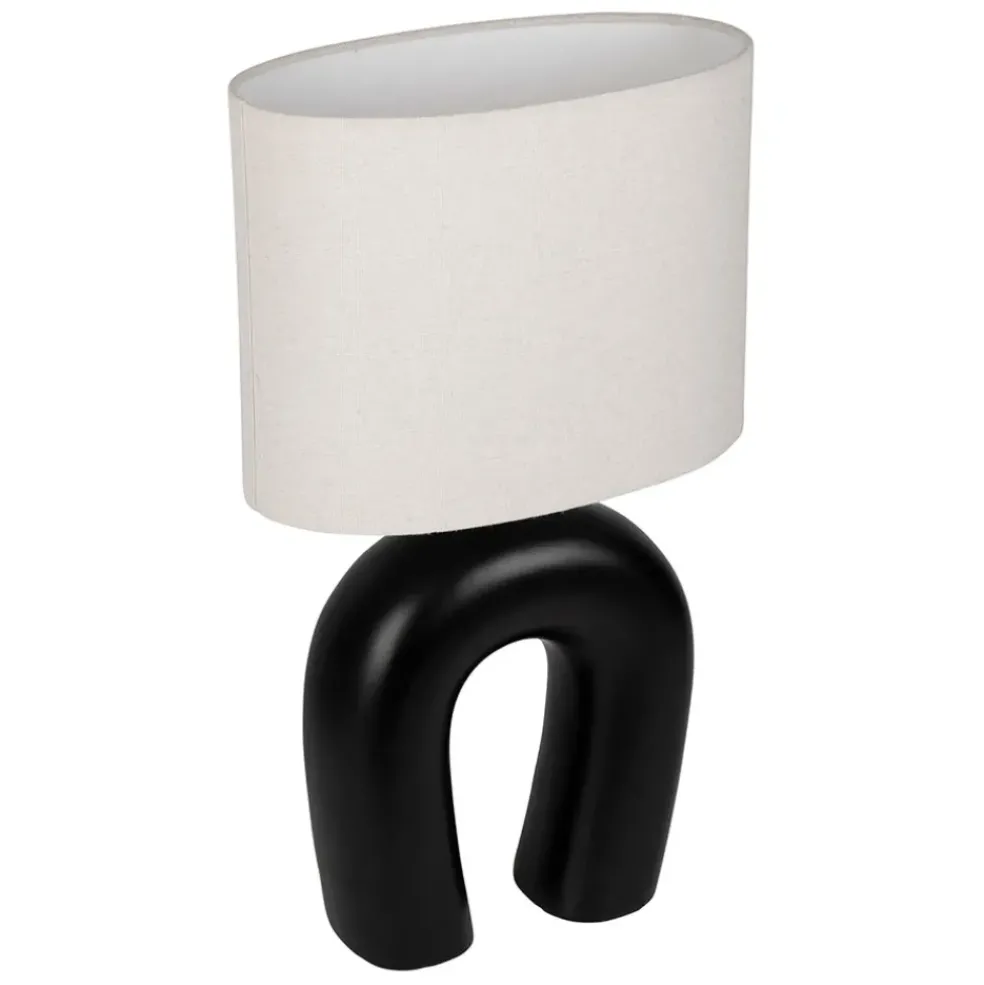 Lampe en céramique ecru et coton noir h45cm - Organic