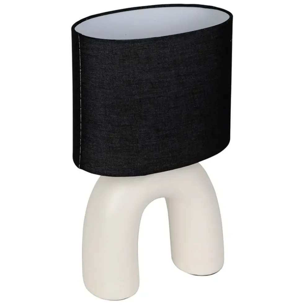 Lampe en céramique et coton ecru et noir h34.5cm - Organic