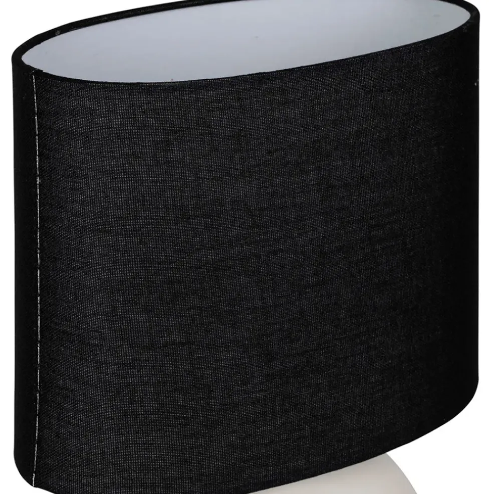 Lampe en céramique et coton ecru et noir h34.5cm - Organic