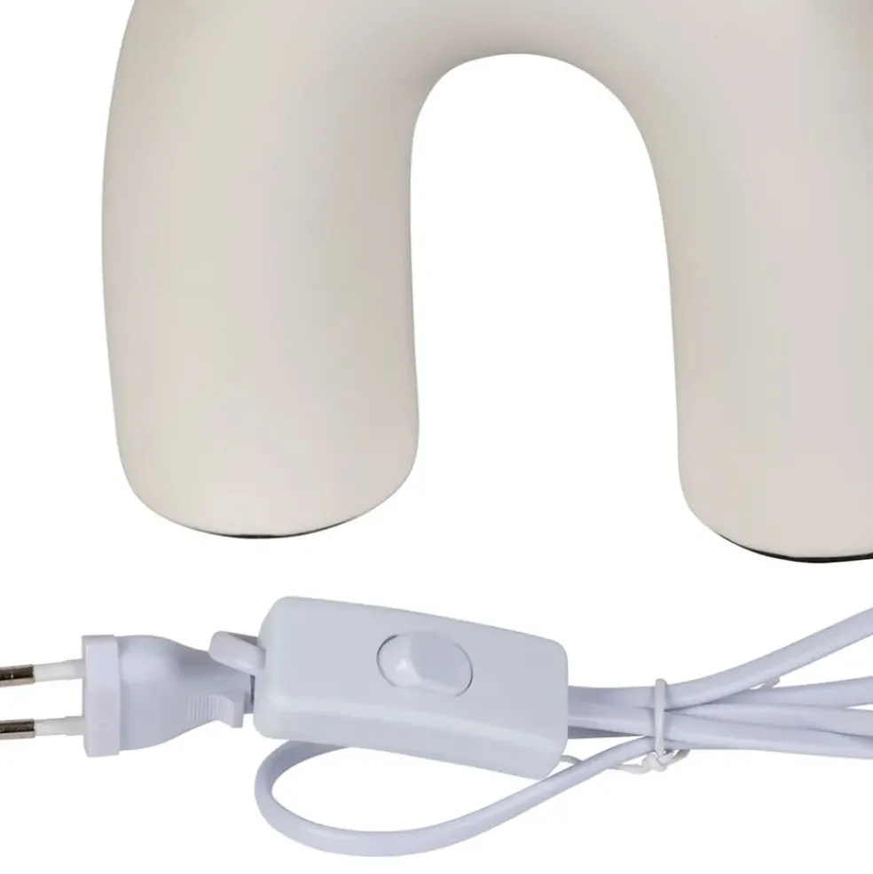 Lampe en céramique et coton ecru et noir h34.5cm - Organic