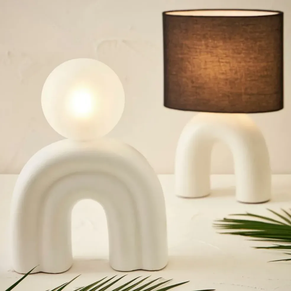 Lampe en céramique et coton ecru h32cm - Organic