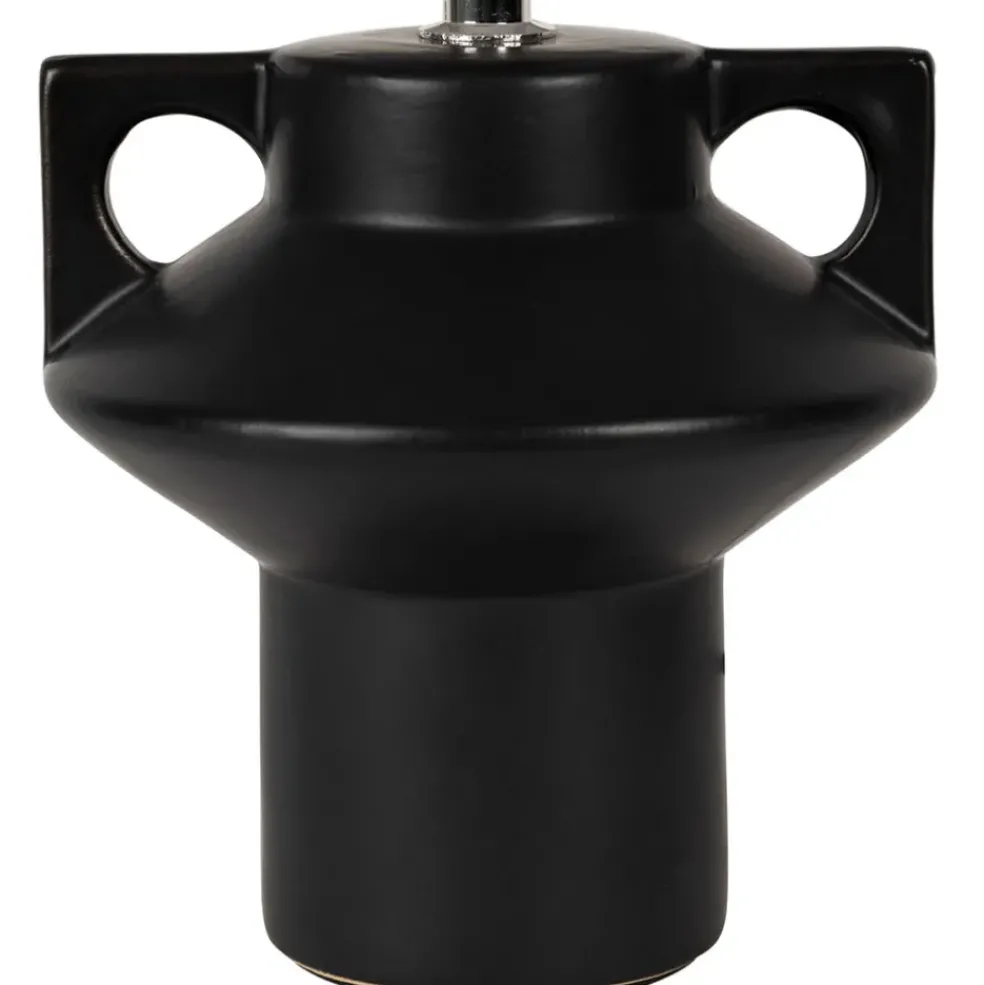 Lampe en céramique et lin noir et écru h35cm - Eterra
