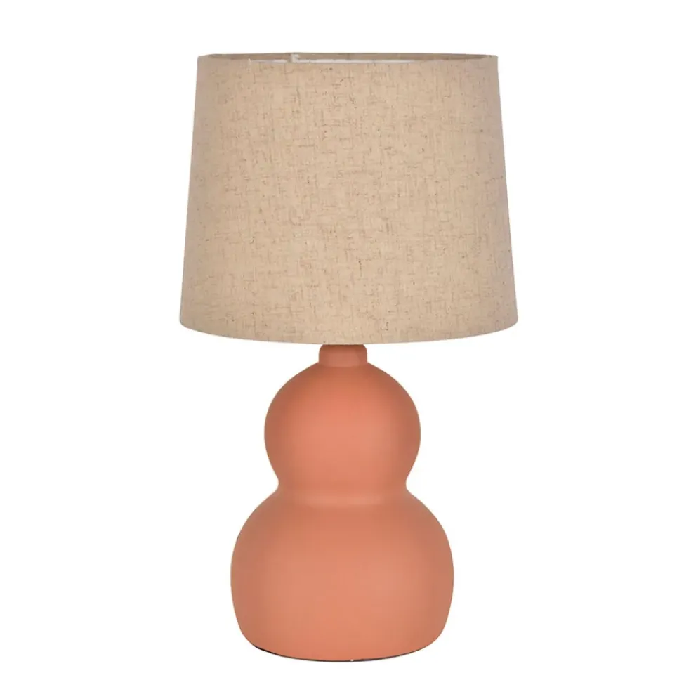 Lampe en céramique et lin terracotta h38.5cm - Dryade