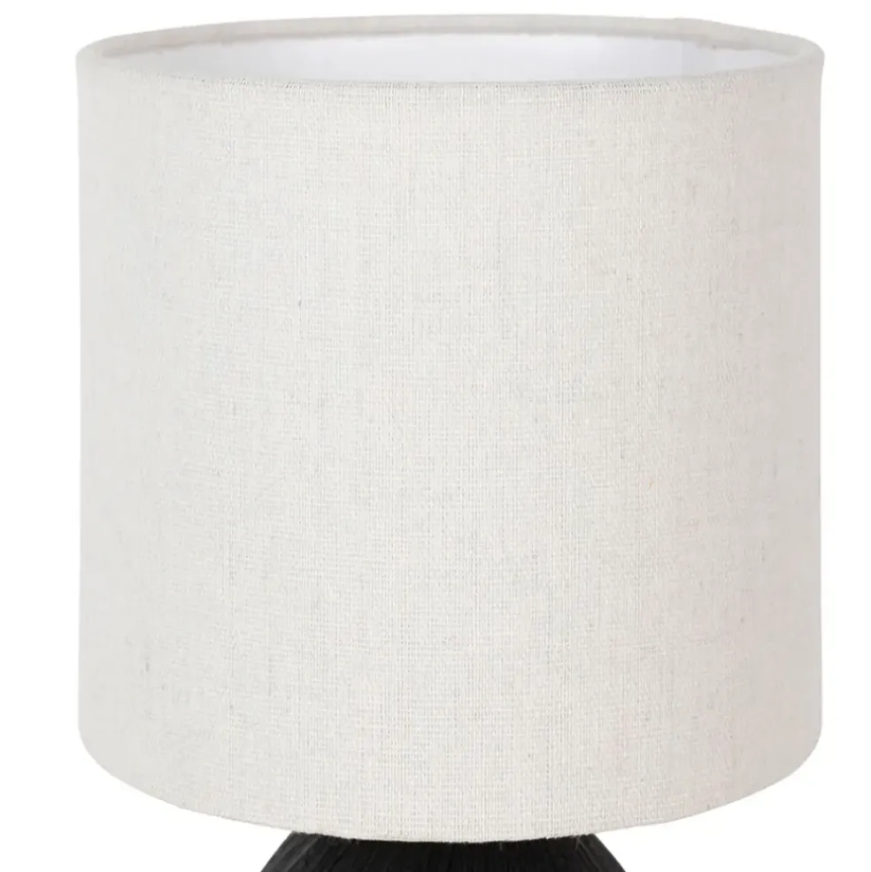 Lampe en céramique et lin noir et écru h26cm - Minimal
