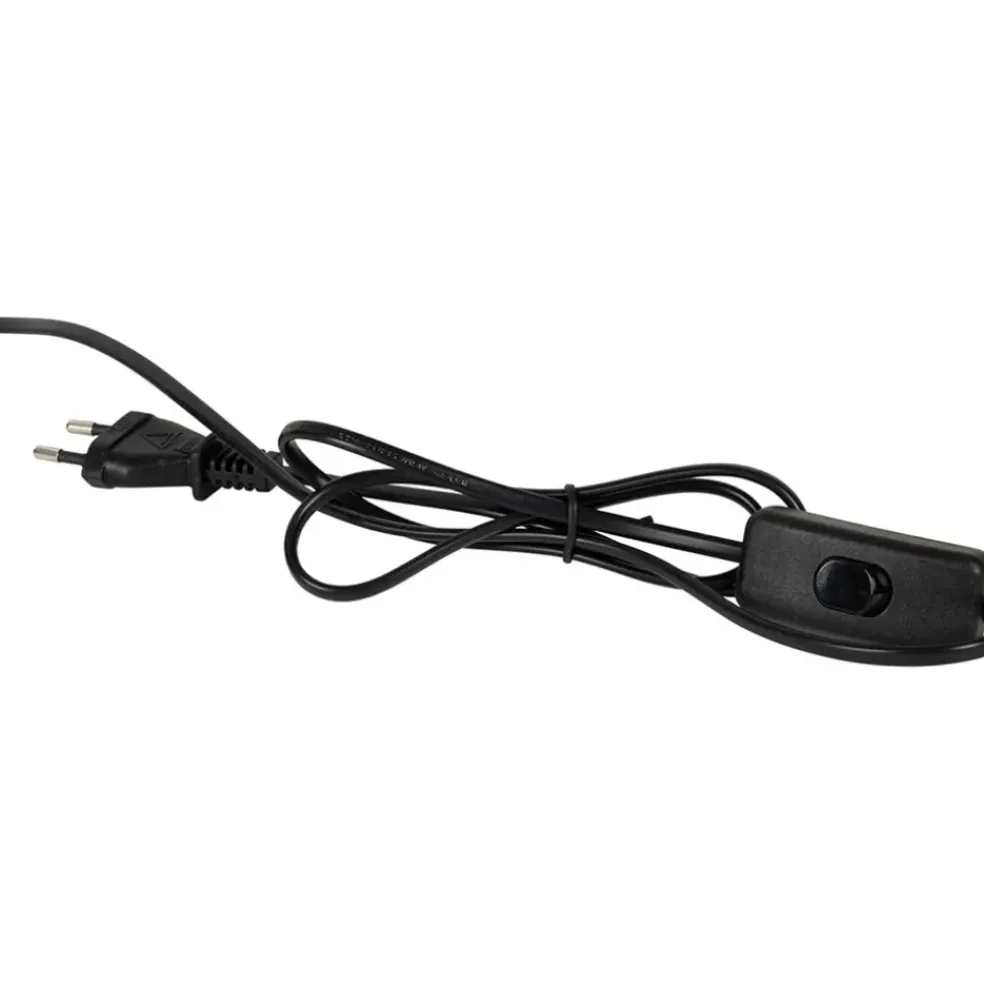 Lampe en céramique et lin noir et écru h26cm - Minimal