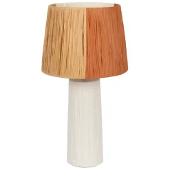 Lampe en céramique et raphia écru h48cm - Lignes