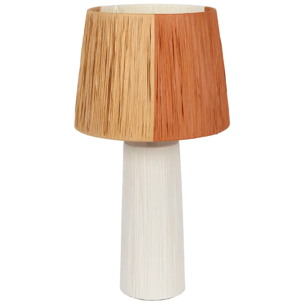 Lampe en céramique et raphia écru h48cm - Lignes