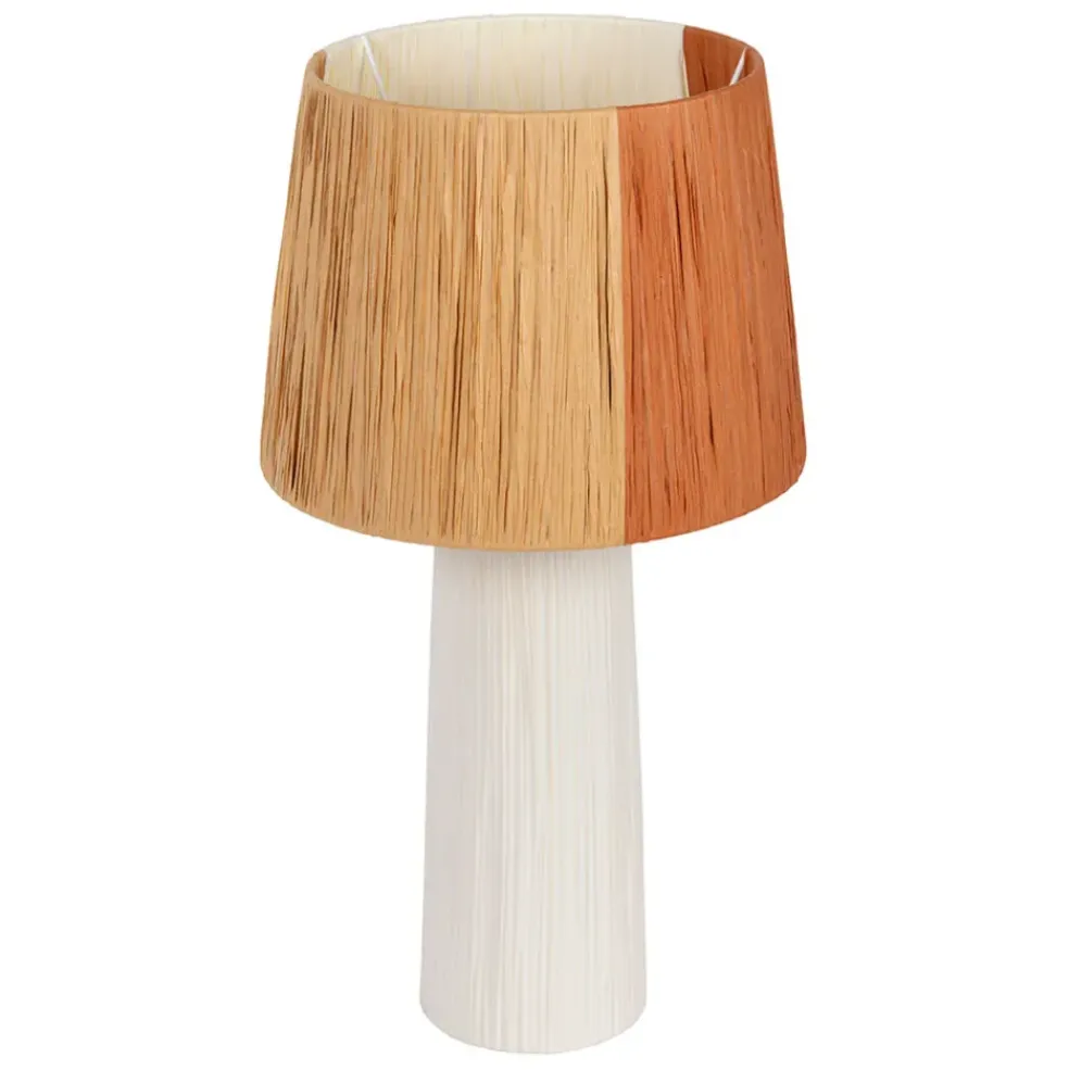 Lampe en céramique et raphia écru h48cm - Lignes