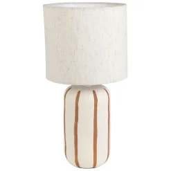 Lampe en céramique rayée brun et écru h40cm - Paese