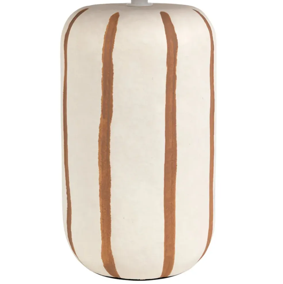 Lampe en céramique rayée brun et écru h40cm - Paese