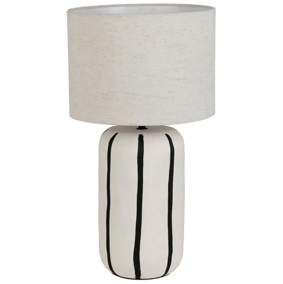 Lampe en céramique rayée noir et écru h46cm - Paese