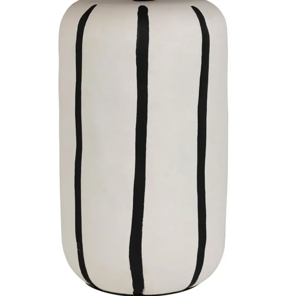Lampe en céramique rayée noir et écru h46cm - Paese