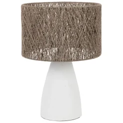 Lampe en fer blanc et jute h41cm - Quintao