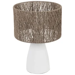 Lampe en fer blanc et jute h41cm - Quintao
