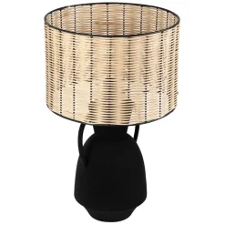 Lampe en fer noir et rotin h49cm - Haleg
