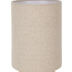 Lampe en hévéa et lin naturel et beige h23.5cm - Filen
