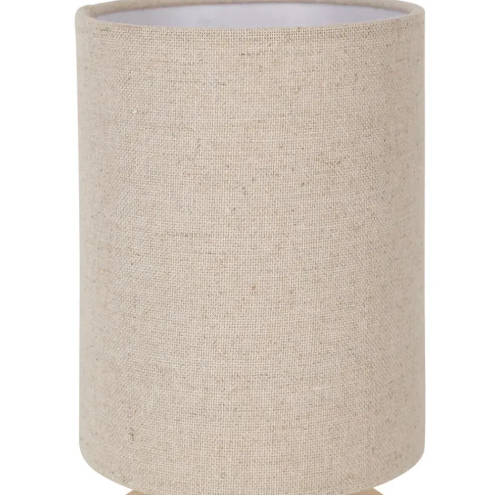 Lampe en hévéa et lin naturel et beige h23.5cm - Filen