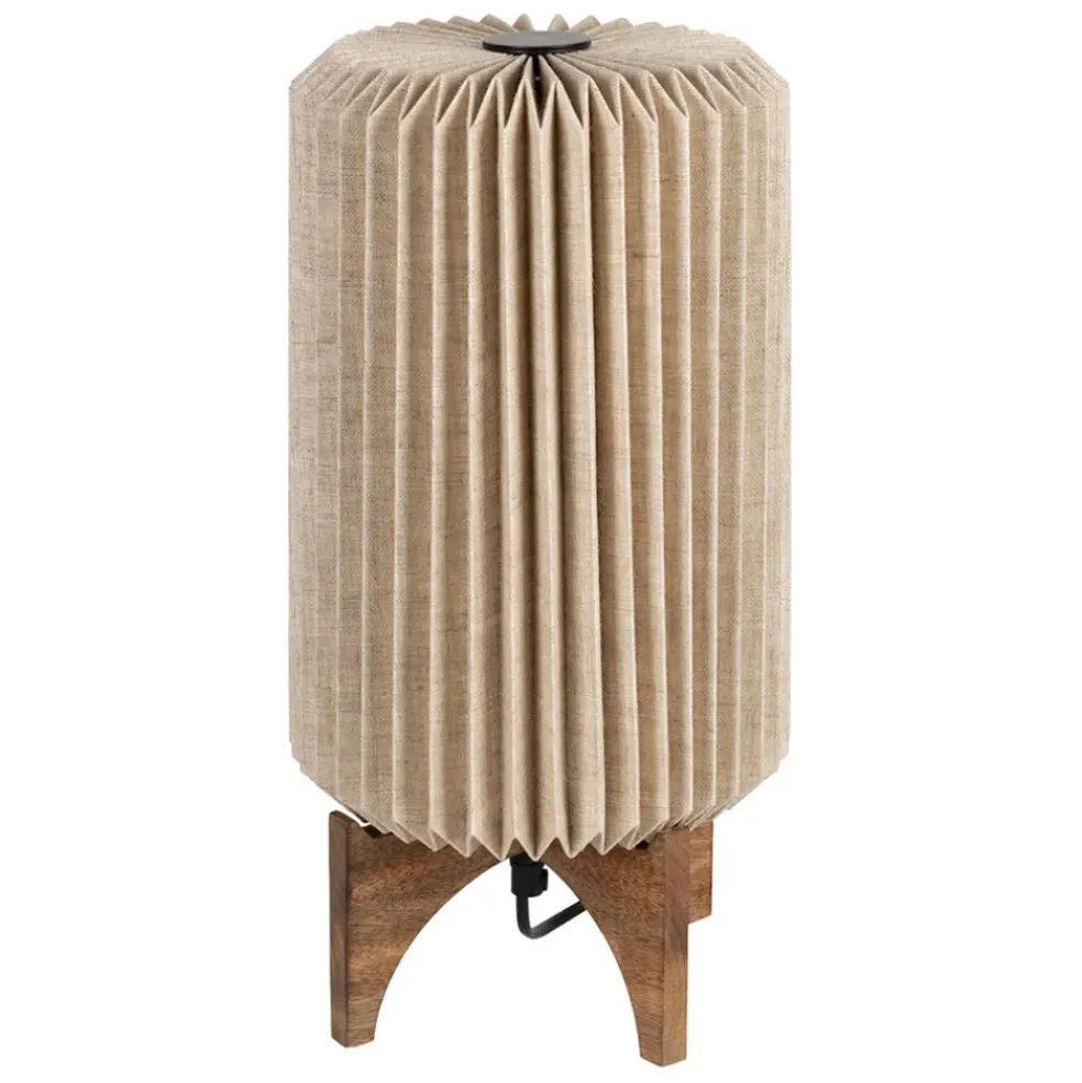 Lampe en manguier et lin naturel h41cm - Fontelo