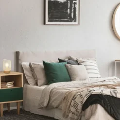 Lampe en métal blanc et effet bois h19.5cm - Ottawa