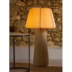 Lampe en papier et lin naturel h94cm - Fontelo